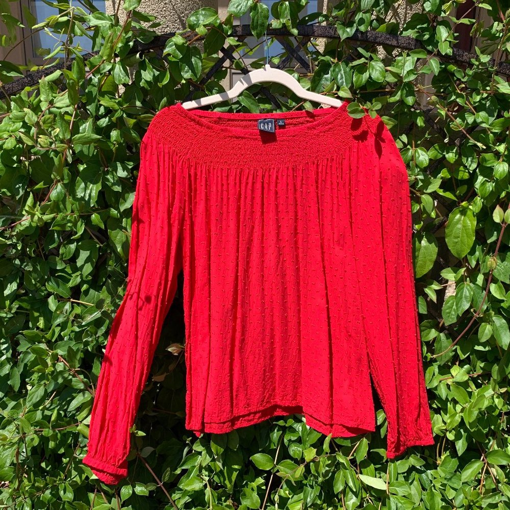 GAP Smocked Neck Textured Top